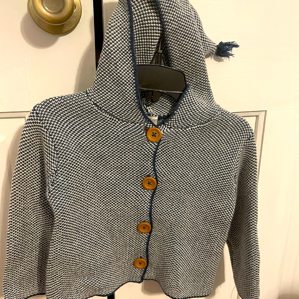 NWT Stem Baby Organic Cotton Navy/White 18m hoodie
